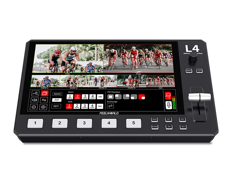 FEELWORLD L4 10.1 Inch Touch Screen USB3.0 Video Mixer Switcher 4K Multi Camera Fast Streaming Live Broadcast Video Mixer