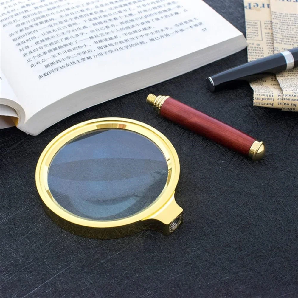 10X Wooden Handle Magnifier, Handheld Magnifying Glass, Magnifier for Reading Books, Newspapers, Maps, Jewellery, Coins