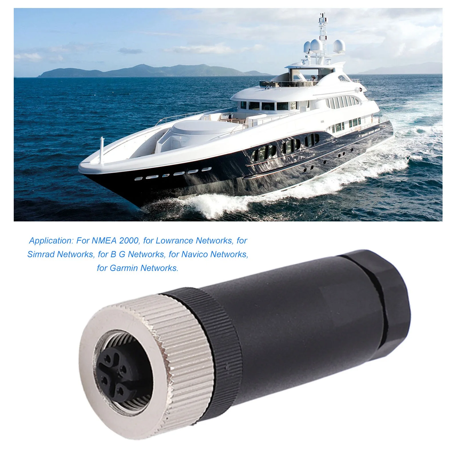 بيع 1 قطعة مقاوم للماء NMEA 2000 مجال موصل قابل للتركيب التوصيل والتشغيل موضوع خارجي M12 5 دبوس لقارب Garmin Lowra