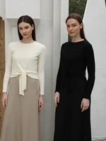 AP SS25 Women Wrap Ribbed T-shirt Lady Blend Slip Dress 5 Color - Image 6