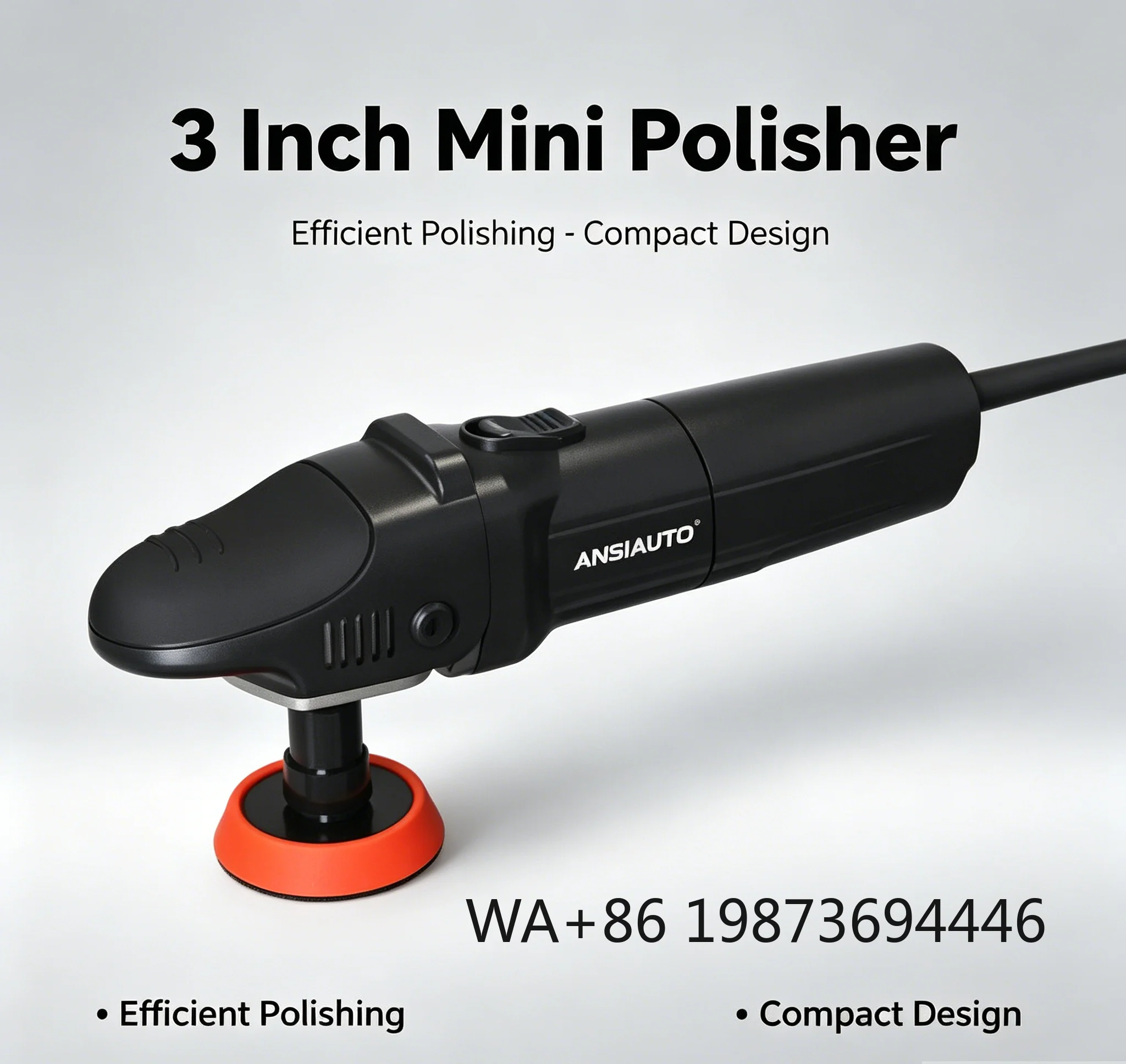 800W 3-inch mini DA polisher, small-size high-power rotary buffer tool for precise local car surface polishing repair