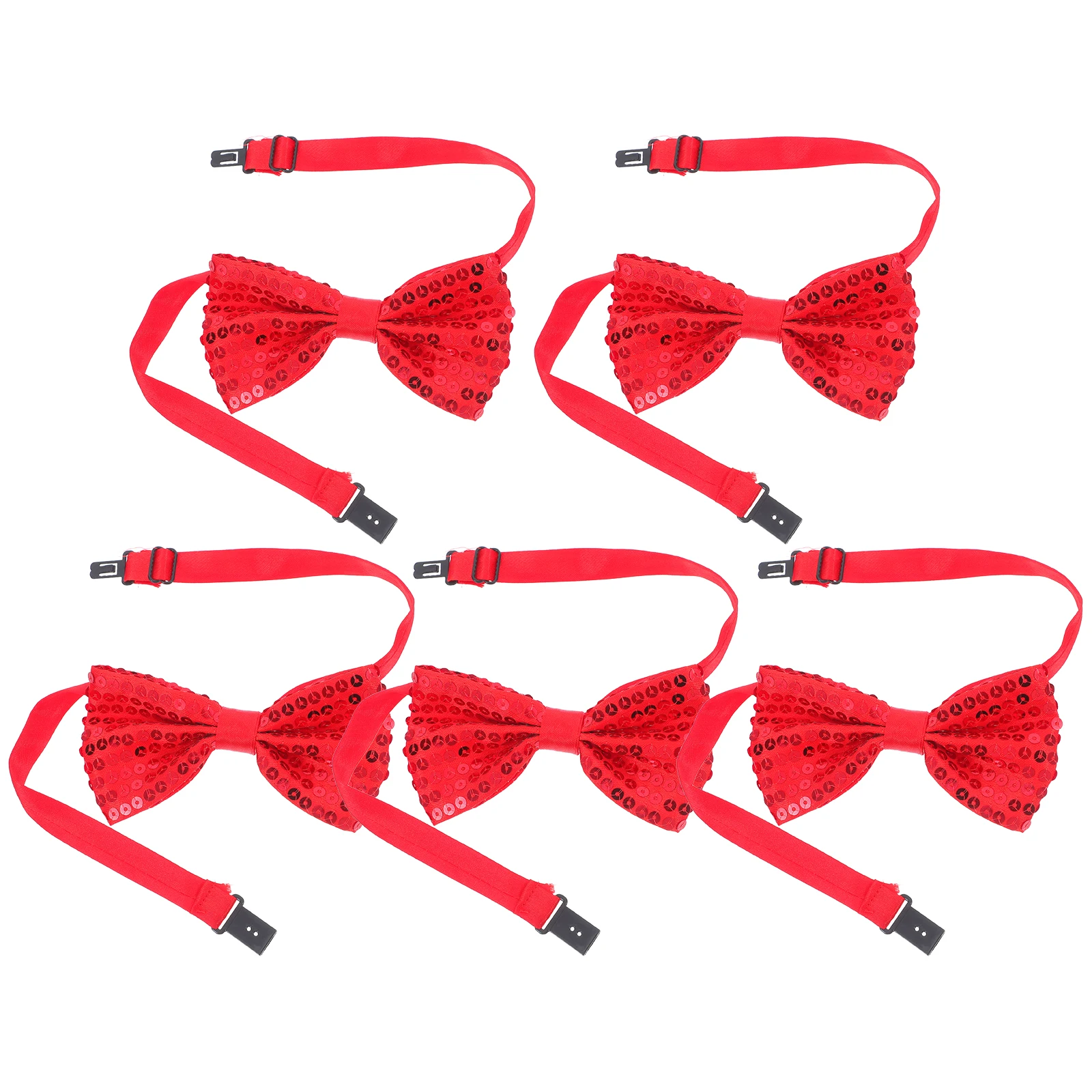 

5pcs Children Sequin Bow Tie Adjustable Ribbon Bowknot Hair Ties Formal Scrunchies Boys Kids Stage Graduation Everyday Durable