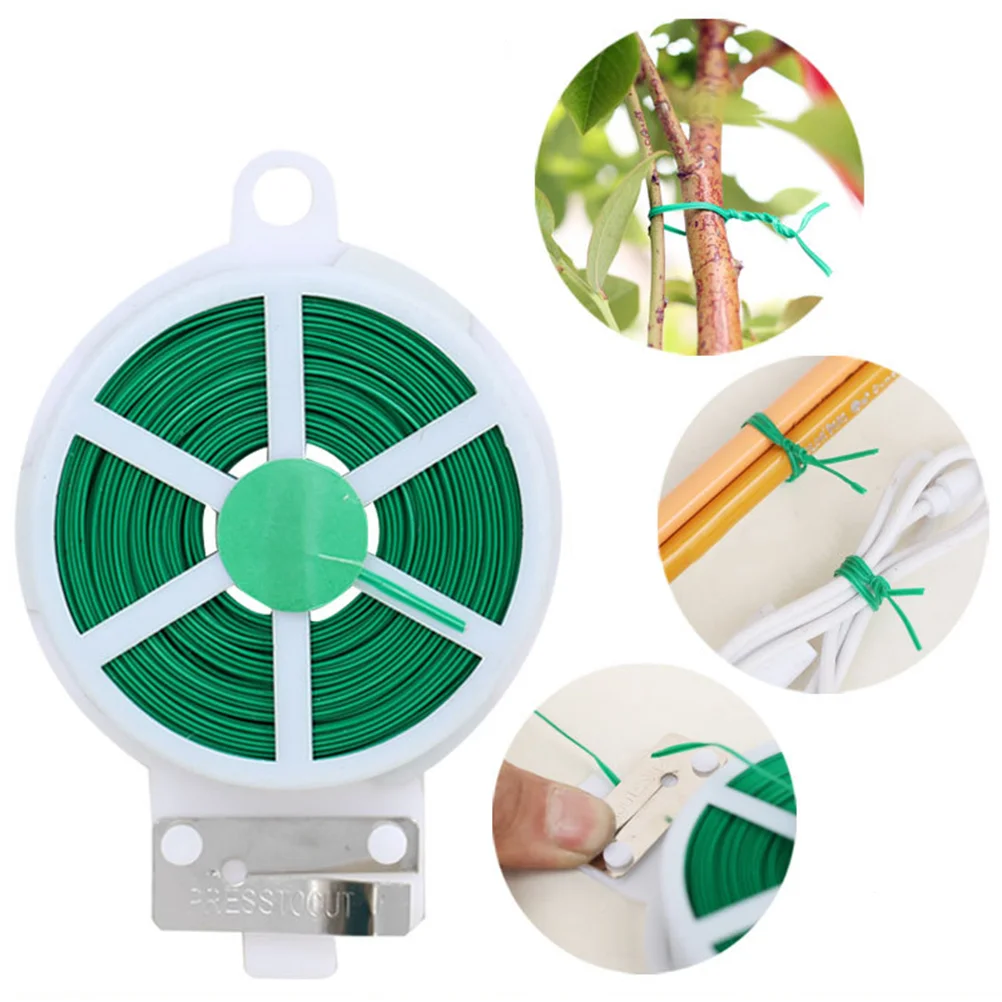 

2PCS Plastic Coated Iron Wire Ties Gardening Fixed Strap Tying Rope with Wire Metal Wire Cable Core Tie 50M (Green)