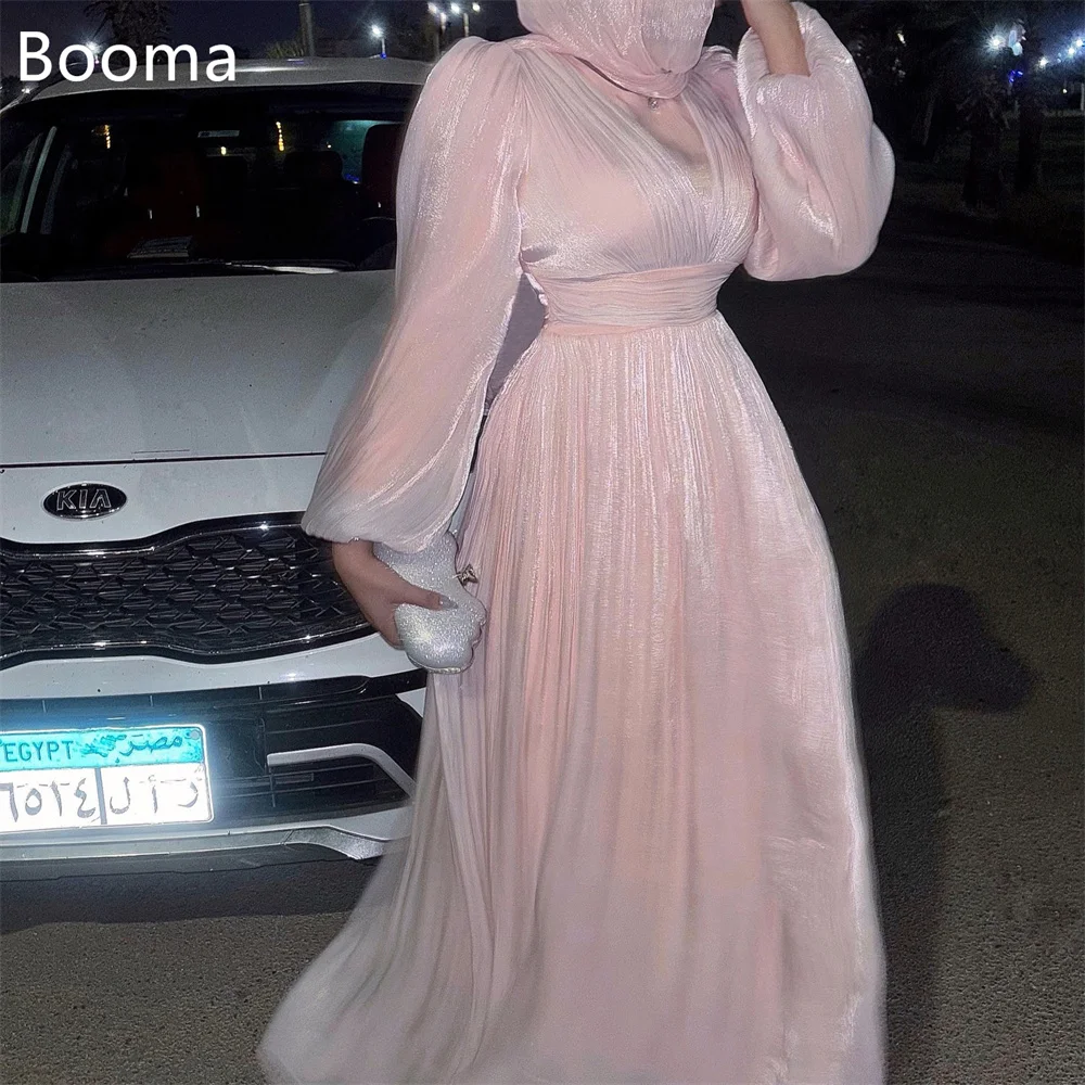 

Booma Shiny Pink A-Line O-Neck Pleat Pleat Dresses Formal Party Gowns for Women Elegant Prom Gown Customize 2025