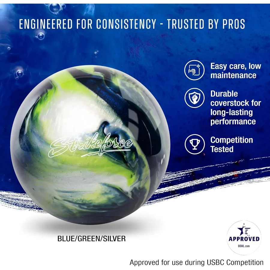 كرة البولينج غير المحفورة من البوليستر KR Strikeforce للمبتدئين والمحترفين متوفرة بأوزان من 6 رطل إلى 16 رطل USBC Appro #3