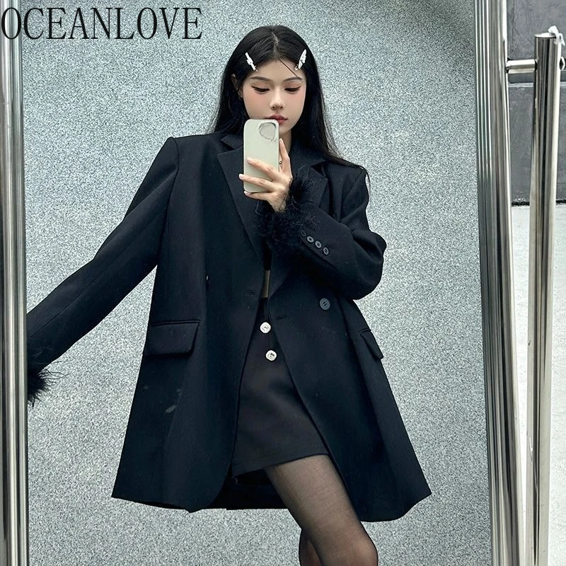 

OCEANLOVE черный пиджак Mujer однотонный весенне-осенний корейский модный свободный женский пиджак винтажный элегантный Chaqueta Mujer