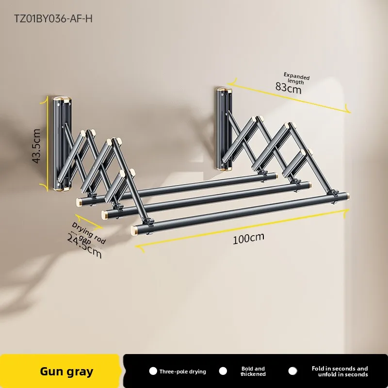 

Foldable Side Wall Clothes Drying Rack Balcony Mounted Space Saving Laundry Hanger