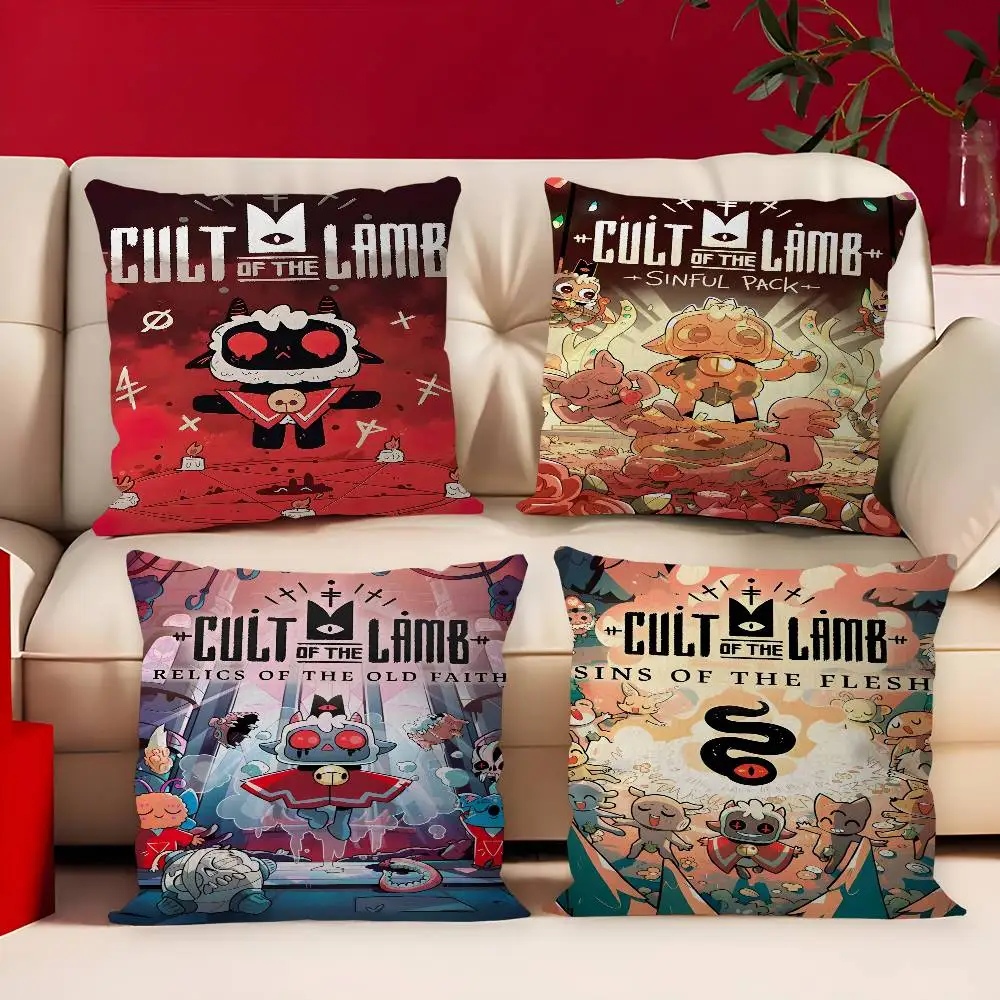 

C-Cult Of The Lamb Game Cushion Cover Inches Farmhouse Decor Home Throw Pillow Covers for Couch Decorations