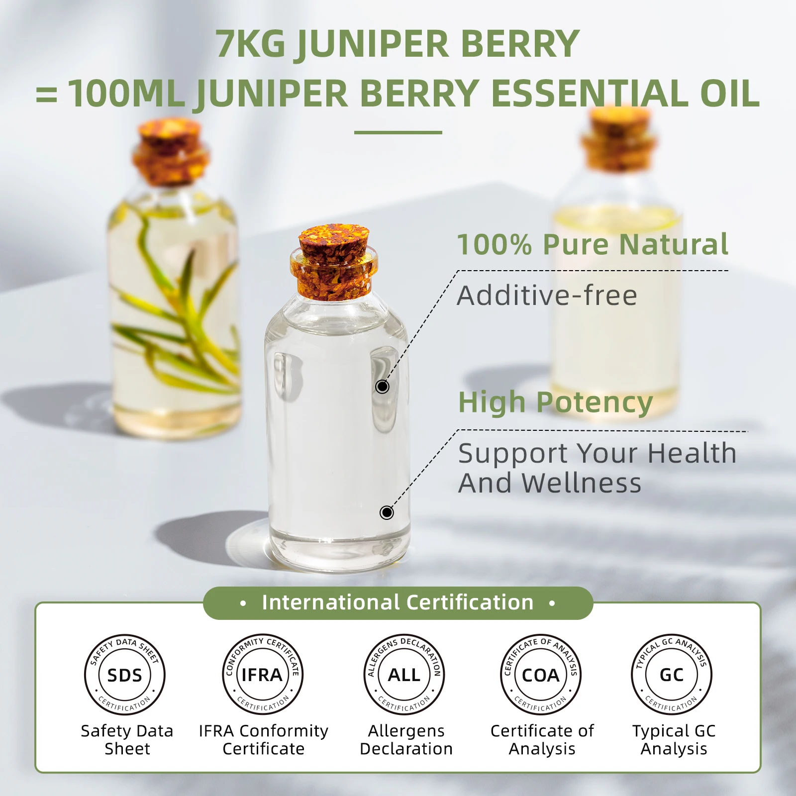 HIQILI 100ML Juniper Berry Essential Oils,100% Pure Nature for Aromatherapy, Diffuser, Humidifier, Massage, Rouse, Relexation