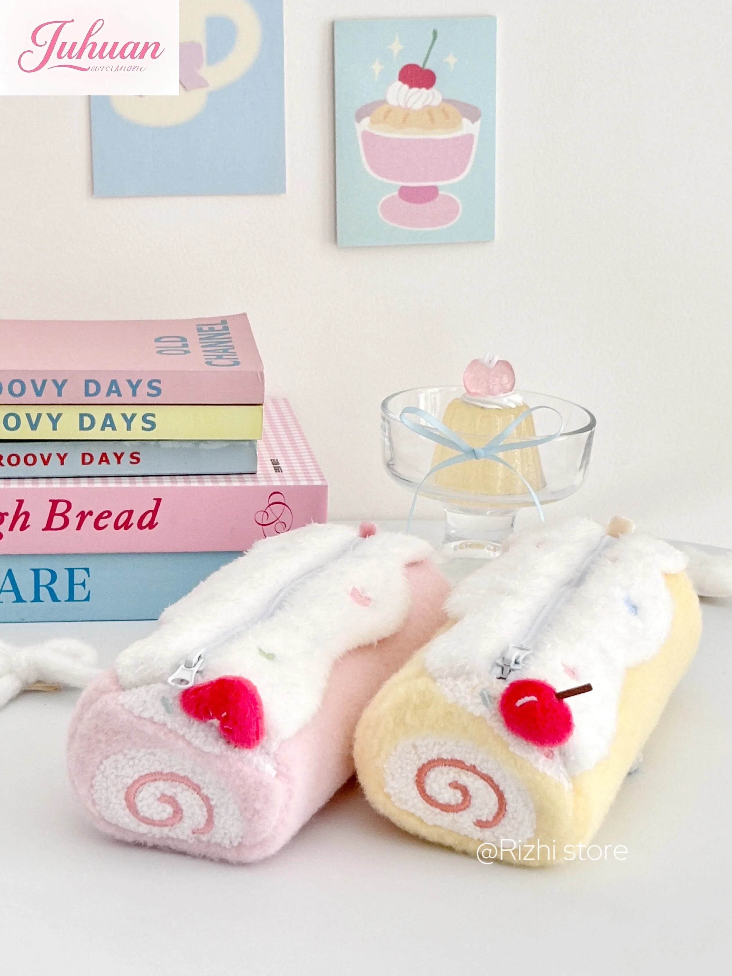 Kawaii Swiss Roll Pencil Bag Cute Stationery Bag Plush High Value Student Large Capacity Stationery Box