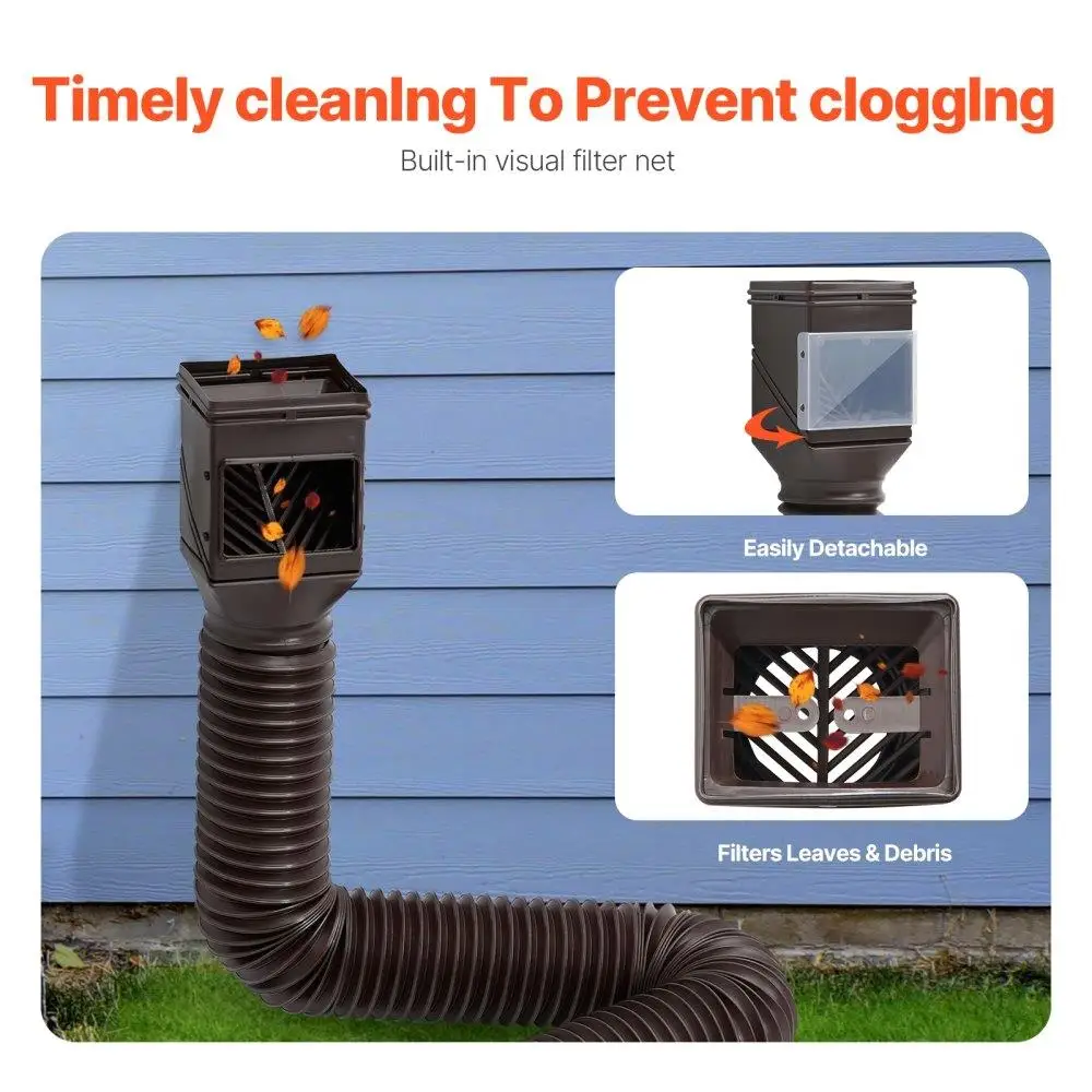 雨水樋エクステンダー 2 パック フレキシブル エクステンション ブラウン