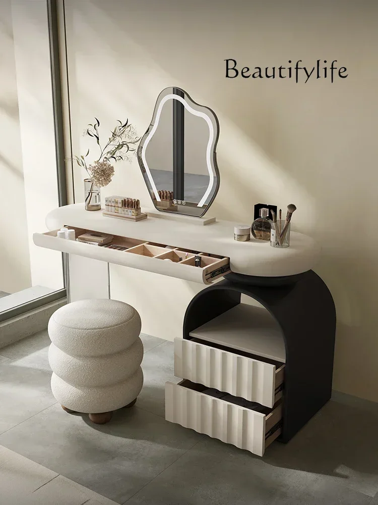 

N high-end storage cabinet integrated makeup table Nordic cream style solid wood dresser bedroom