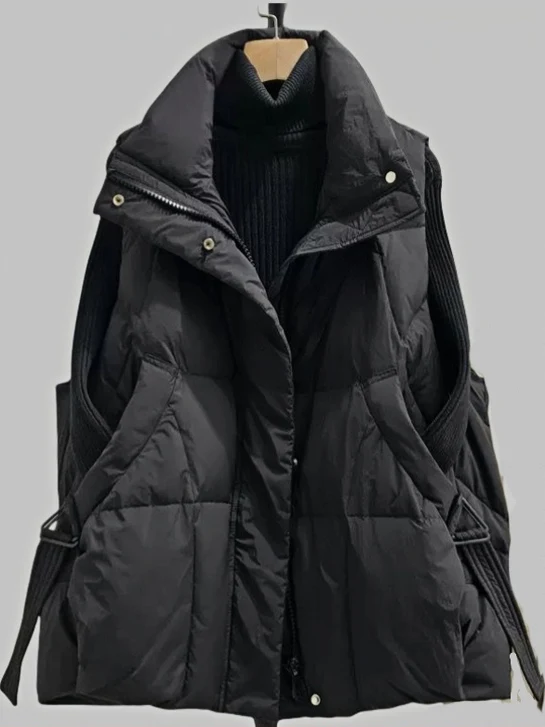 

Женский пуховый жилет 2022, осень-зима, новинка ort Faion, свободный утягивающий белый дэт, верхняя одежда, жилет прямого кроя, Comm...