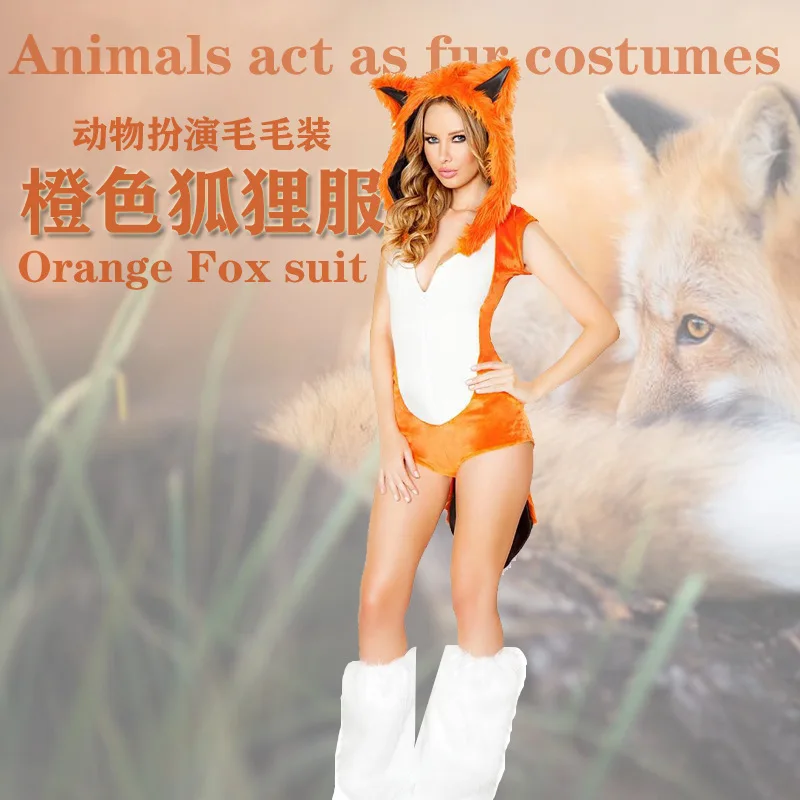 Fursuit Tier-Karneval Halloween Cosplay Party Kigurumi für Erwachsene Frauen Kleid Niedliches Plüsch-Orange-Fuchs-Maskottchen-Kostüm 2026 – Detail 12
