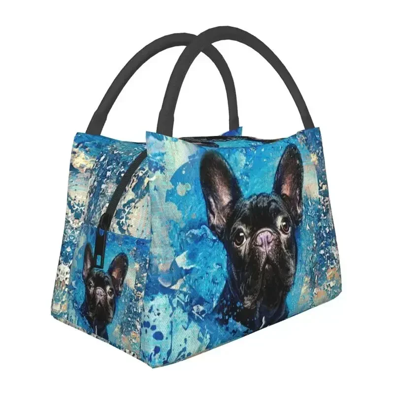 Funny Frenchies French Bulldog Insulated Lunch Bags for Women Resuable Dog Animal Cooler Thermal Lunch Tote Beach Camping Travel