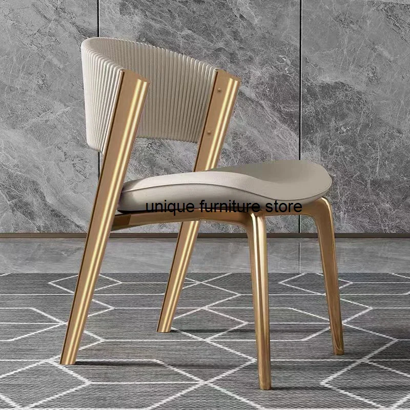 

Luxury Modern Dining Chairs Gold Legs Leather Designer Italian Ergonomic Chair Vip Nail Restaurant Comedor Kitchen Furniture