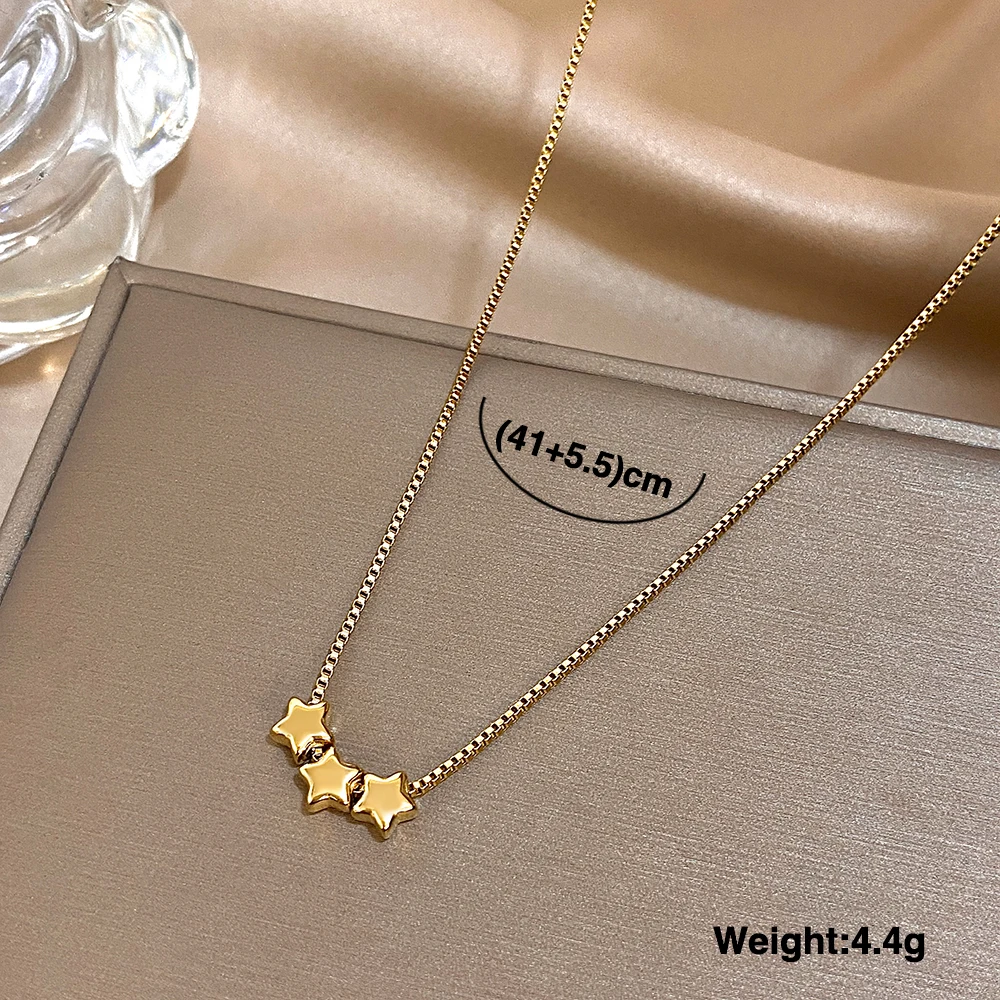 لطيف الثلاثي اللون ستار الخرز قلادة للنساء الفتيات موضة الذهب مطلي الفولاذ المقاوم للصدأ سحر القلائد مجوهرات مقاومة للماء