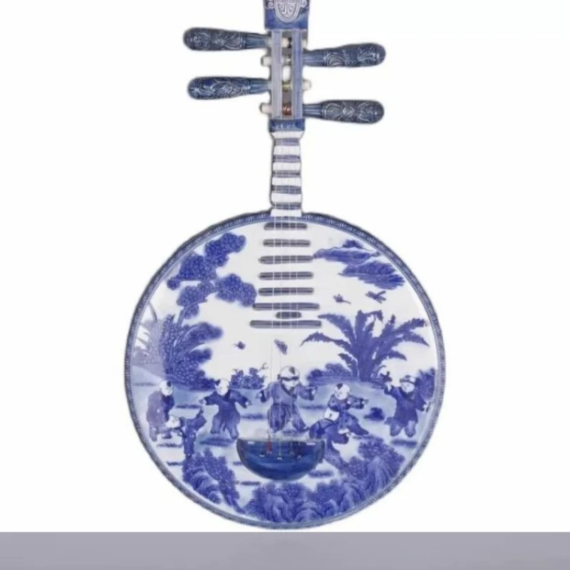 Pipa Qin Antique Craft Porcelain Home Furnishing Chinese Ornament Antique Musical Instrument Collection
