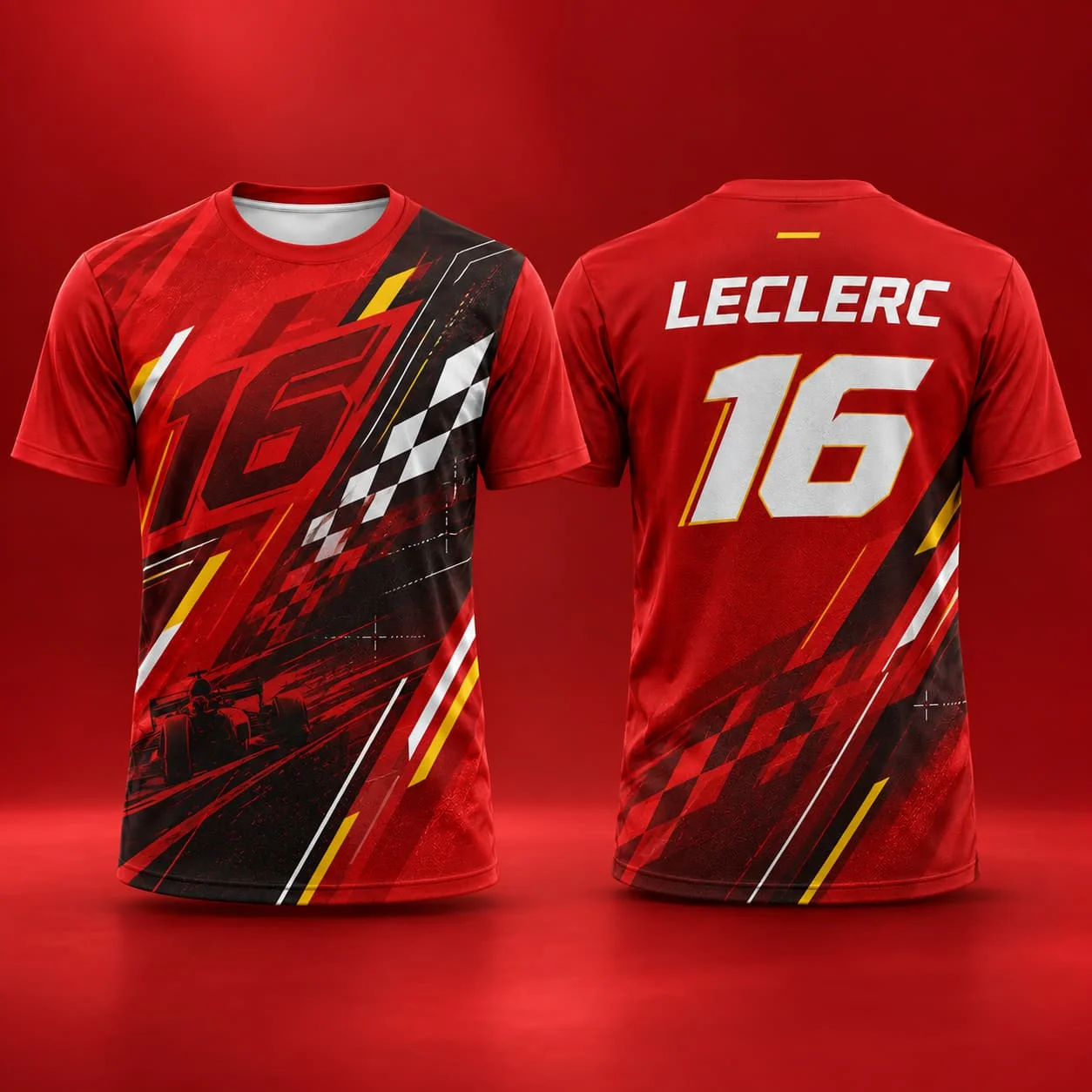 Leclerc 16 Herren-T-Shirt, Sommer-Rennsport-Grafik-T-Shirt, Speed-Style, lässige Streetwear, Motorsport-Fan-Shirt, Unisex, Herren, Damen, Geschenk – Detail 3