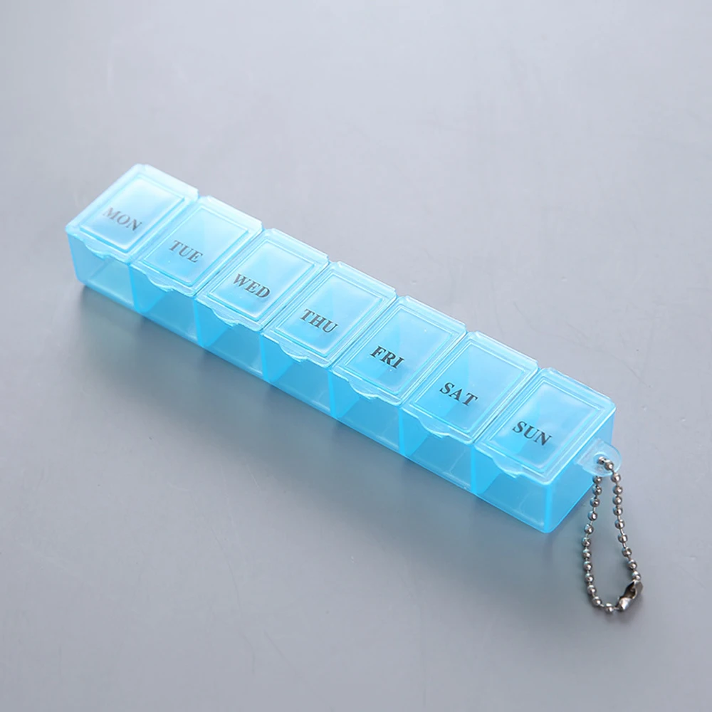 7 Tage Pillen-Medizinbox, wöchentlicher Tablet-Halter, Aufbewahrungsorganisator, Behälter, Pillendose, Splitter, 3 Farben, Pillenetui, Organizer – Detail 5