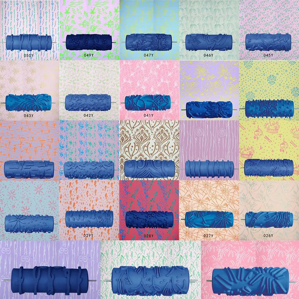 Wall Embossed Paint Roller Rubber Flower Roller Painting Material Set for Texture Paint Application in Home DIY
