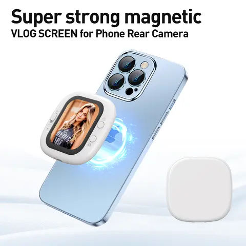 Magnetic Phone Selfie Screen Monitor Bluetooth Remote Selfie Rear Camera Vlog Live Stream Video Recording for iPhone Android