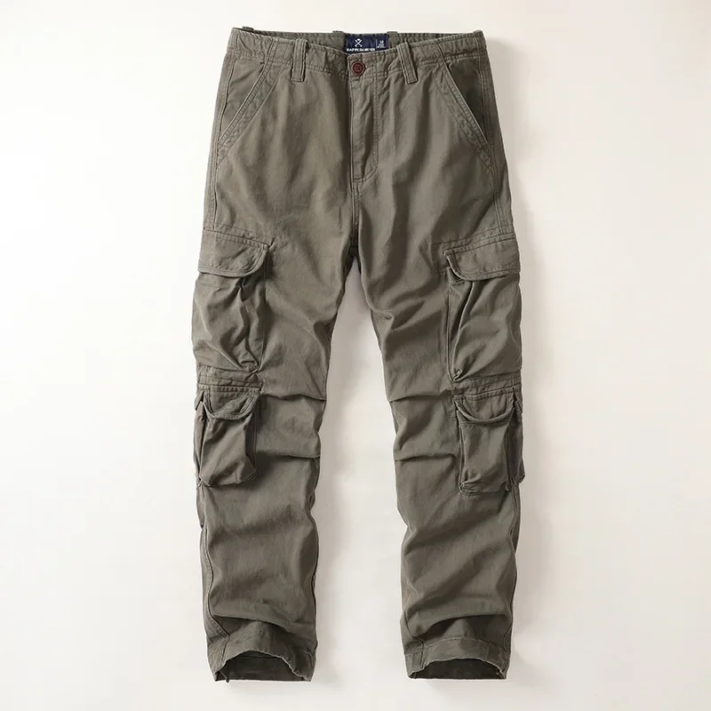 

New Retro Men Loose Straight Leg Camouflage Casual Trousers Multi-pocket Straight-leg Plus-size PantsMulti Pocket Cargo Pants