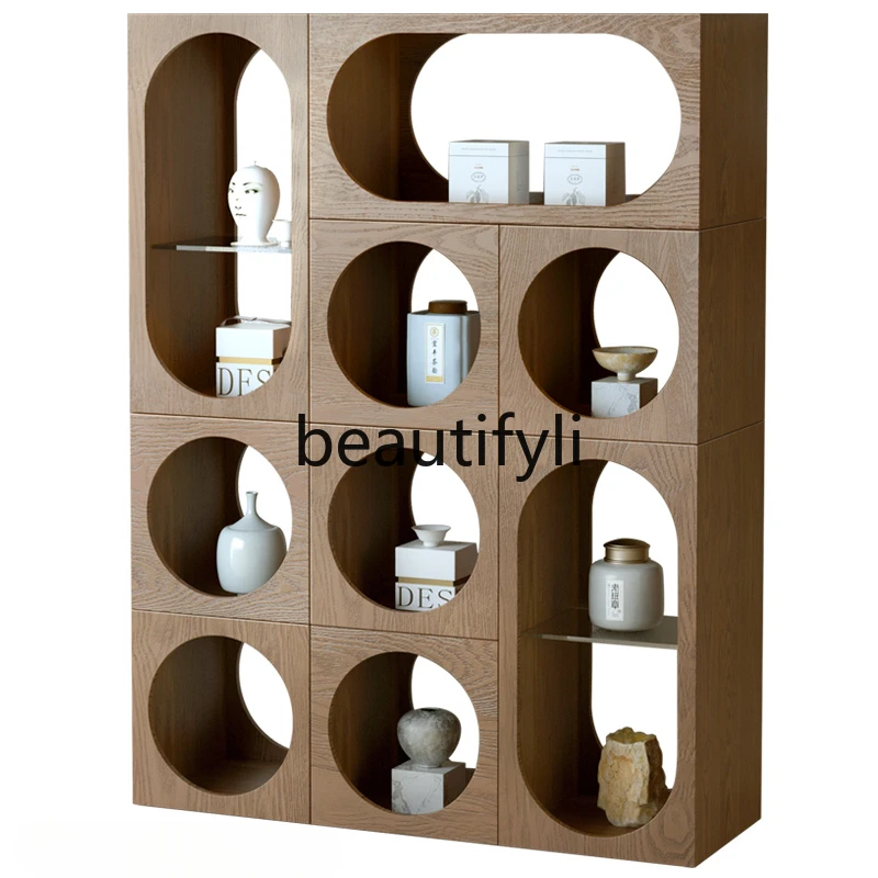 New Chinese Tea Wall Cabinet Tea House Floor-to-ceiling Ceramic Art Display Cabinet Duobao Ge Shelf