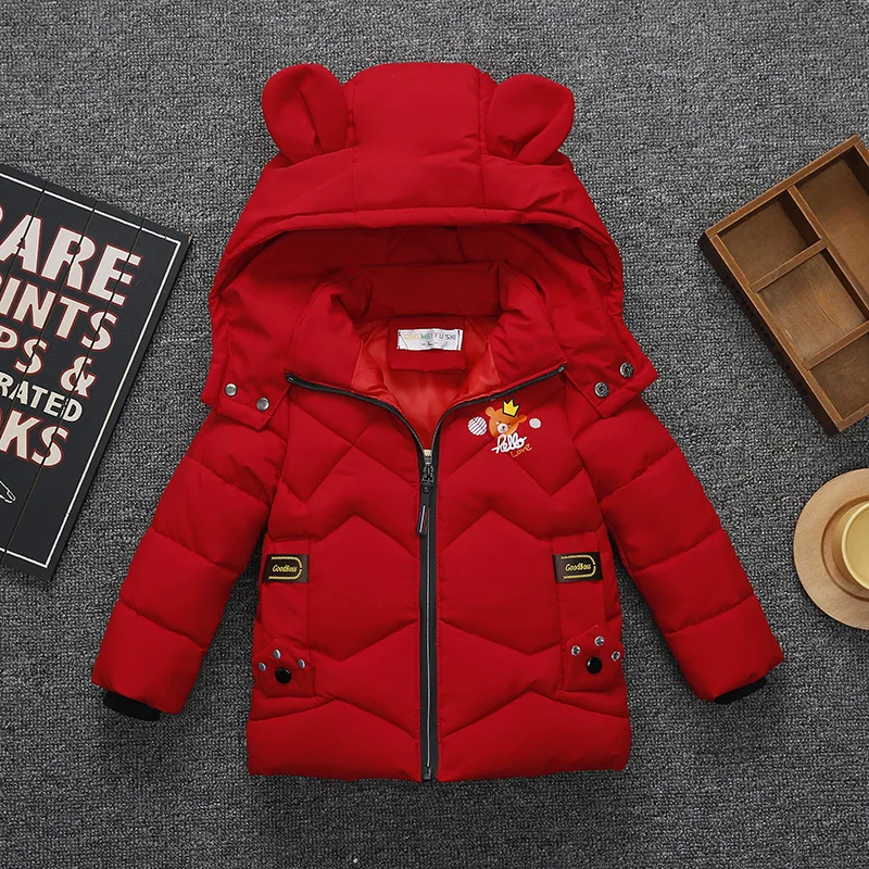 2 3 4 5 Years Boys Jacket New Fashion Autumn Winter Keep Warm Coats For Kids Clothes Cute Little Bear Hooded Zipper Baby Outwear