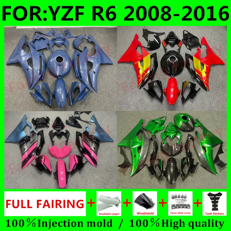 

Motorcycle full Fairing Kit fit For YZF R6 YFZ-R6 2008 2009 2010 2011 2012 2013 2014 2015 2016 Bodywork Fairings Kits