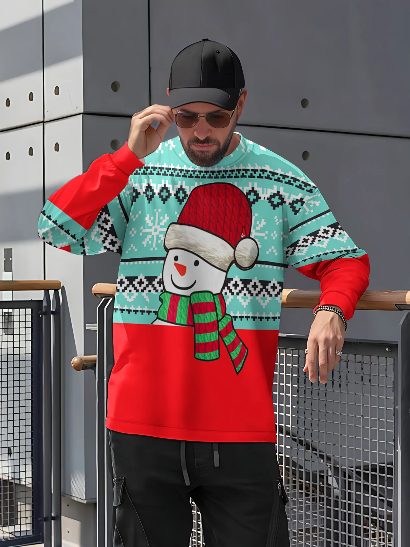 

Christmas Sweatshirt Snowman Pattern Santa Claus Printed Sportshirt Men Women Long Sleeve Streetwear O-Neck Tracksuit Male Tops