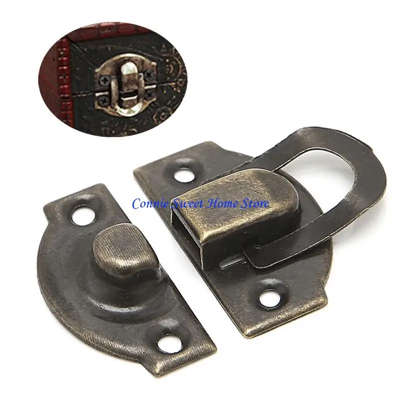 LXAF 10x Antique Metal Lock Catch Curved Buckle Horn Clasp Hook Gift Jewelry Box Padl