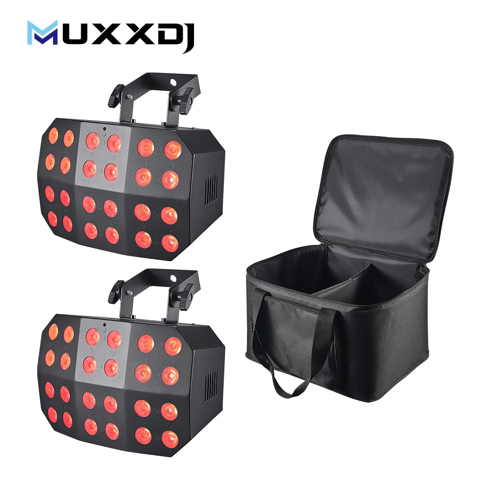 

2 шт. с сумкой, 24*12 Вт RGBWA+UV Spider Wash LED-прожектор для клубов, беспроводной DMX512, с батареей, для сцены, дискотек, DJ-освещения