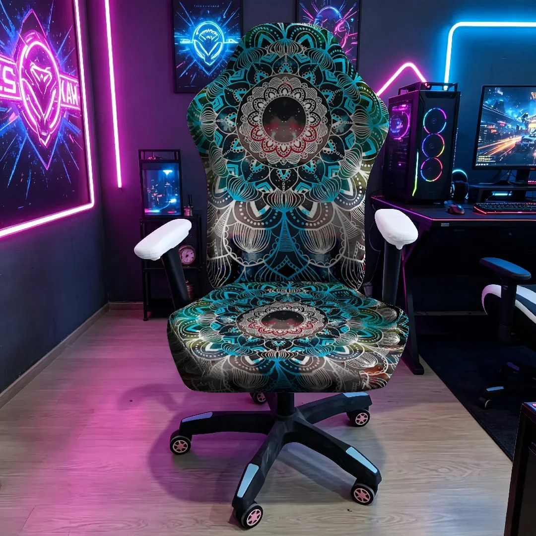 1PC Bohemian Mandala Gaming Chair Cover, E-sports Stretch Elastic Anti-Scratch Slipcover for Gamer & Office Chair
