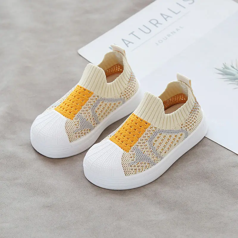 Children's Skate Shoes 2022 New Spring and Summer Boys Shoes Baby Mesh Shoes Knitted Girls Sports Shoes Kids Fashion