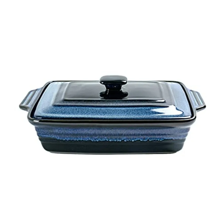 

Casserole Baking Dish with Lid - Ceramic Blue Lasagna Pan 3.2 Quart, Large Covered Bakeware Set 9x13 for Cooking, Stoneware Bak