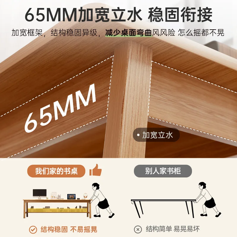 Double desk household computer desk bedroom student study writing desk simple  against the wall