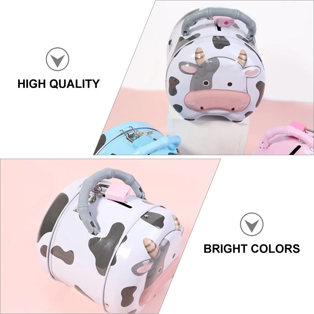 

Lovely Milk Cow Tinplate Saving Box Creative Piggy Bank for Birthday Gift Money Storage Tank Tinplate Saving Box
