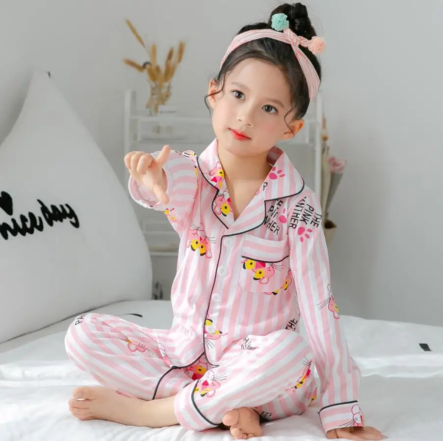 Kids Pajamas 2024 Autumn Spring Girls Boys Sleepwear Nightwear Baby Clothes Animal Cartoon Homewear Sets Cotton Children\'s Pyjam