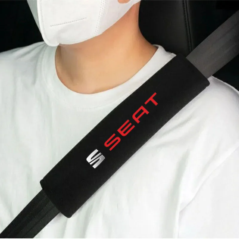 2Pcs Leather Seat Belt Covers Car Accessories Car Shoulder Pad Seat Belt for Seat FR Leon Ibiza Altea Exe 5f Mk2 Mk3 Accessories view 5