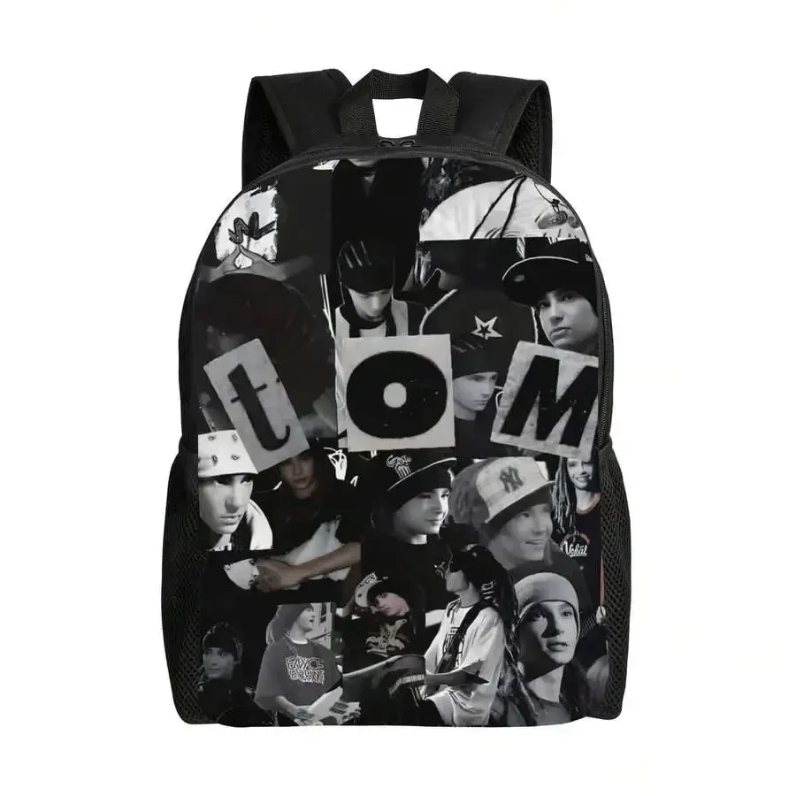 Custom Bag Tokyo Hotel Tom Cowley Backpack With Tom Logo And Band Pattern - Black And White Music Fan Gift, Single Layer School