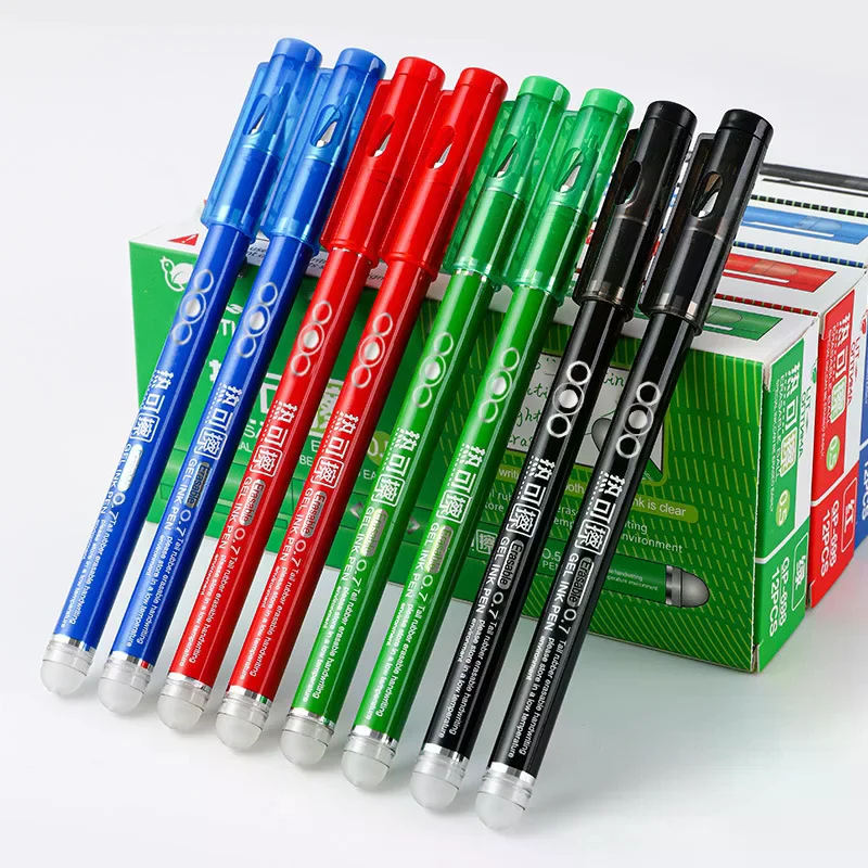 4PCS Heat Erasable Pens  Nib Colored Gel Pen 0.7MM Smooth Writing Black Blue Red Green Ink Heat Sensitive Pens
