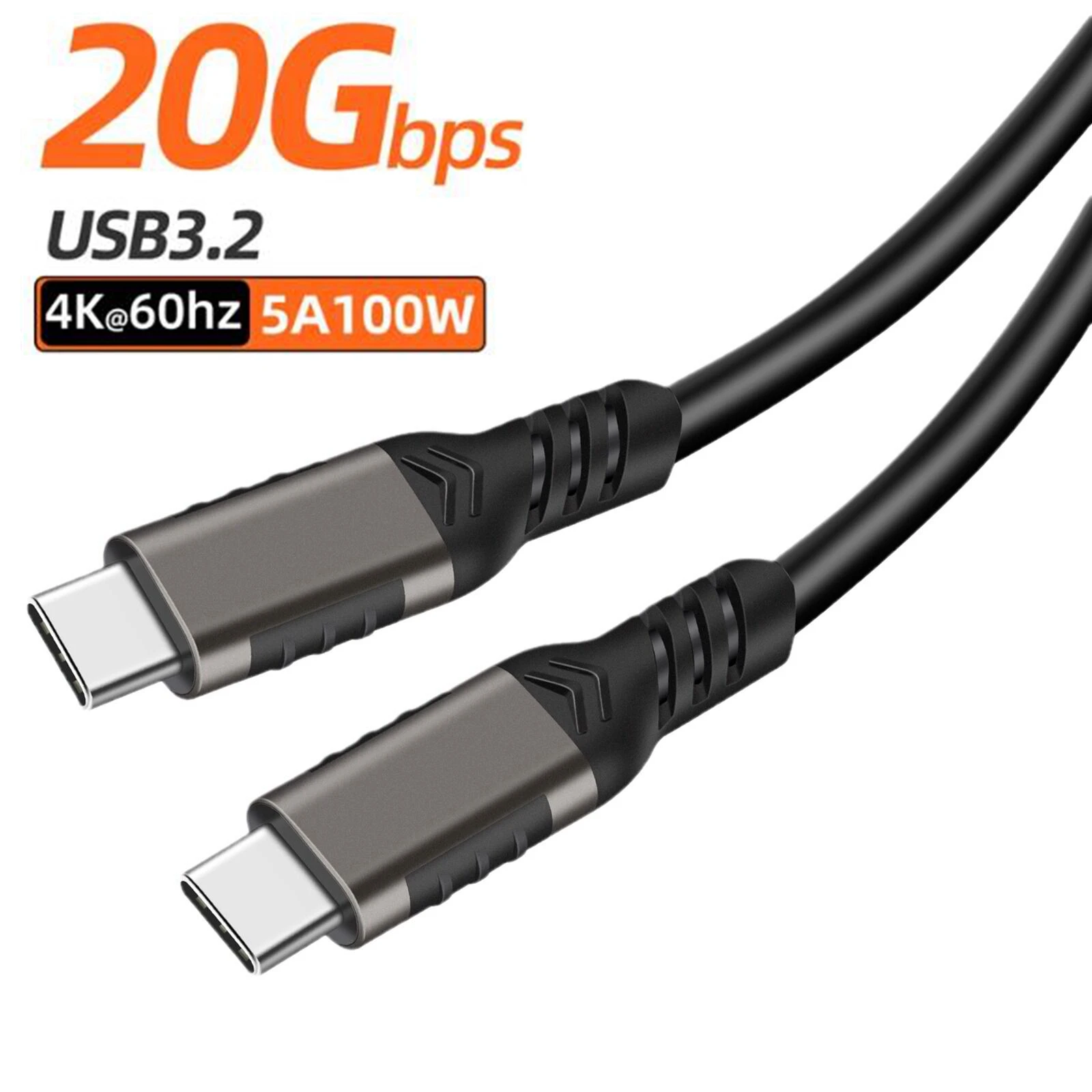 Short 0.2m 0.5m 5A 100W USB C To USB C Cable [20Gbps] USB C 3.2 Gen 2x2 Cable PD 100W 4K Video Output Thunderbolt 3 Type-C Cable