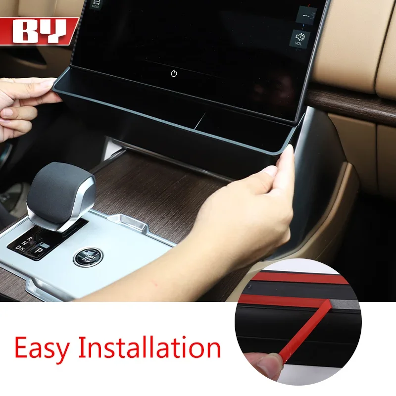 Stowing Tidying For LR Range Rover Vogue 2024 2025 2026 Car Navigation screen Lower storage box Organizer Tray Accessories Black