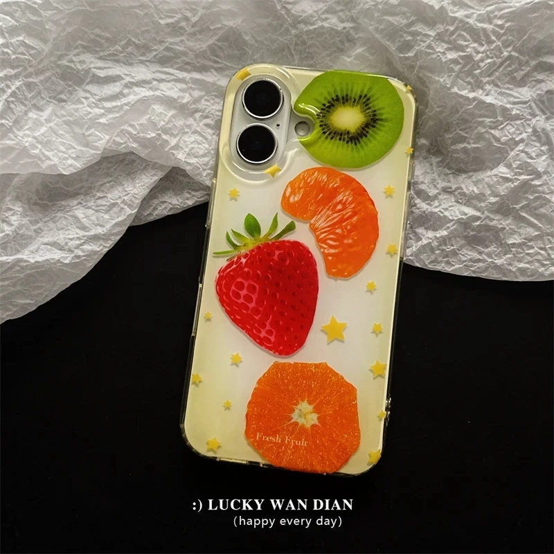 Summer Full Screen Fruits Strawberry Kiwi Orange Watermelon Phone Case For iPhone 17 16 15 14 13 12 11 Pro MAX Plus 17air Cover - view 2
