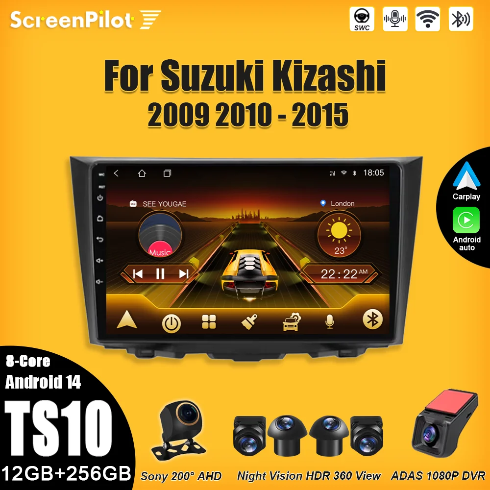 

Android 15 For Suzuki Kizashi 2009 2010 - 2015 Multimedia Video Player Carplay Wireless Android Auto Touch Screen RDS 8 Core 5G