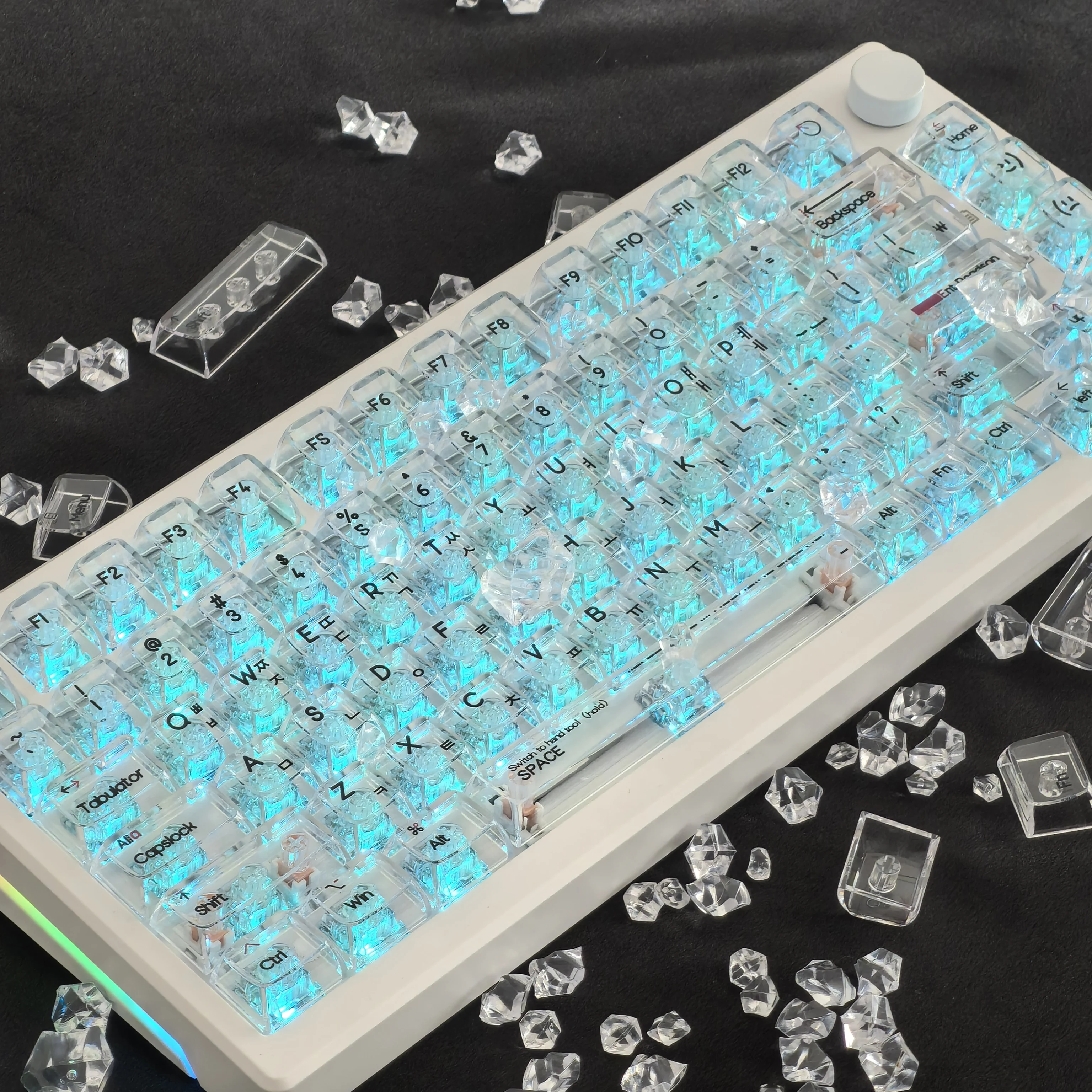 Korean Keycaps Transparent Pc White Black  Cbsa Keycaps Backlit 132Keys For Iso Ansi Layout Keyboard Translucent Russian Keycaps