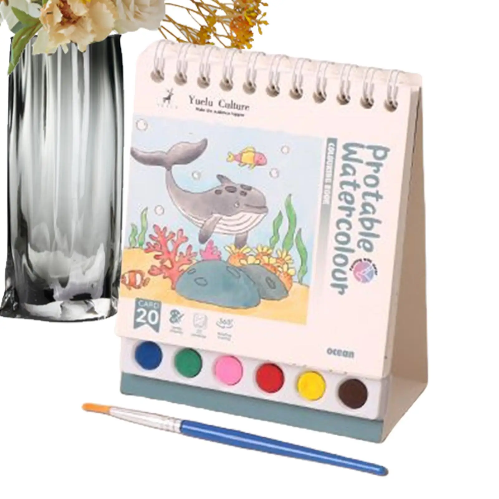 Livro de pintura a água lavável livro de aquarela com pincel iniciante-friendly pintura sketchbook educacional pré-escolar