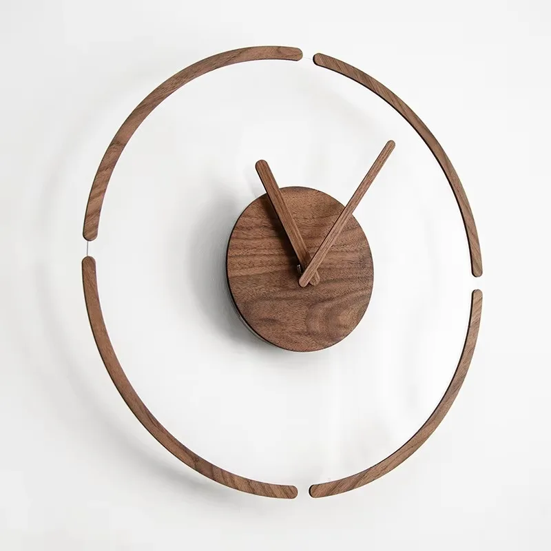 Silent Timber Office Wall Clock Quartz Movement Kitchen Corner Wall Art Clock Aesthetic Luxury Reloj Pared Home Decor Items
