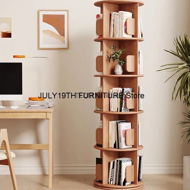 Wooden Unique Book Shelf Organzier Indoor Design Rotating Storage Corner Shelves Mobile Estante Para Livros Modern Furniture